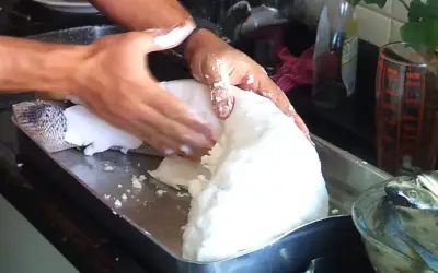 Pesce chiuso nella crosta di sale