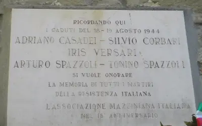 La targa che ricorda la banda Corbari a Ca' Cornio, Modigliana