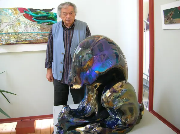 Goffredo Gaeta nel suo studio La Cartiera, Faenza