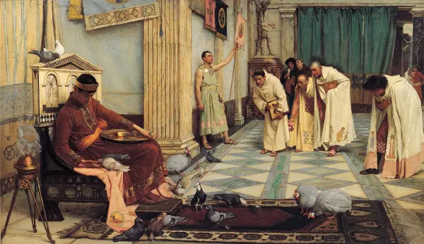 I favoriti dell'imperatore Onorio, dipinto di John William Waterhouse, 1883