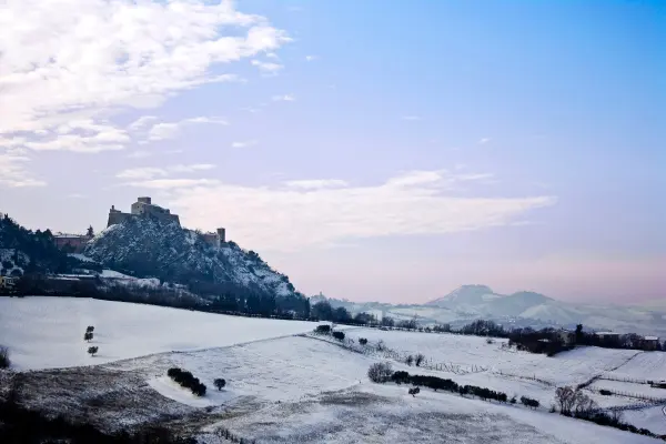 Verucchio e la Rocca Malatestiana sotto la neve